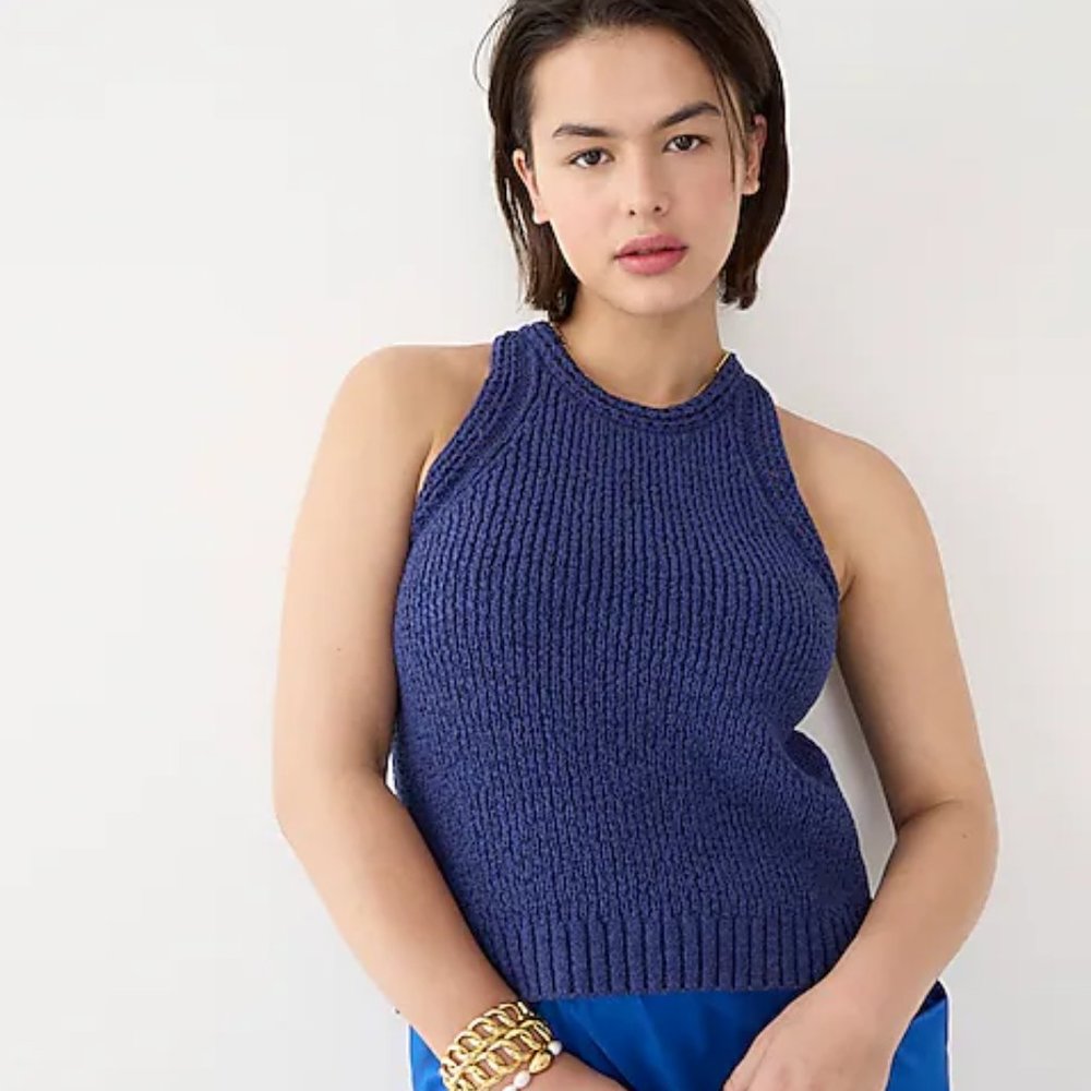 TOP RATED High-neck textured pointelle sweater-tank